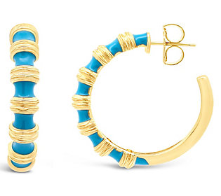 Ariva 18K Gold Clad Hampton Enamel Hoop Earring