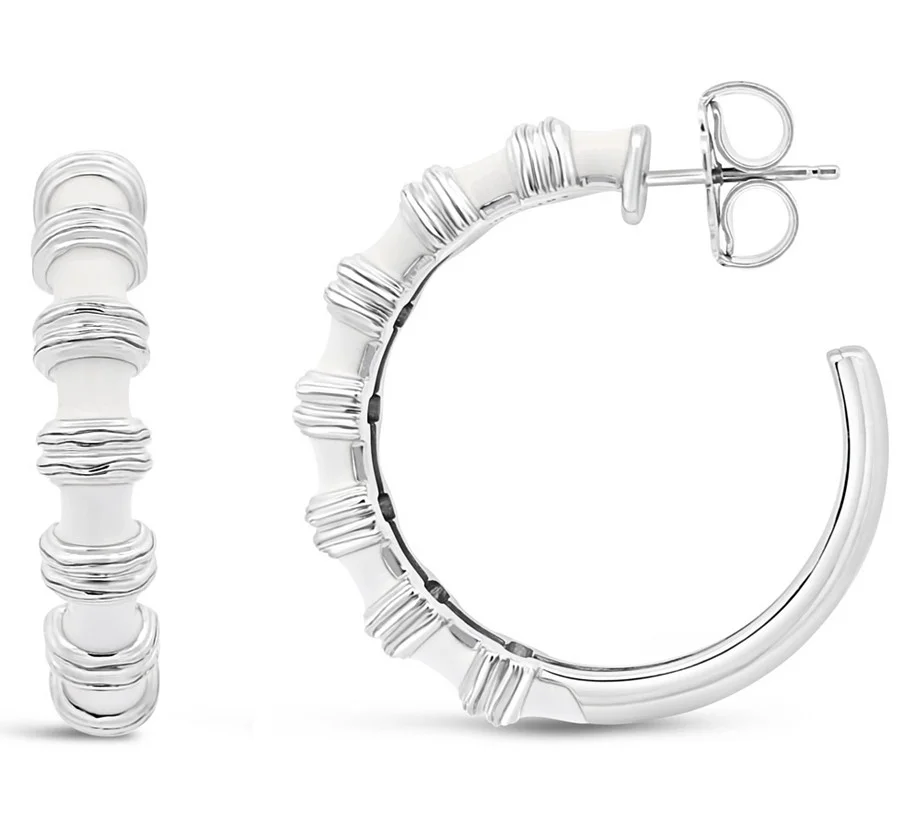 Ariva Sterling Silver Hampton Enamel Hoop Earrings