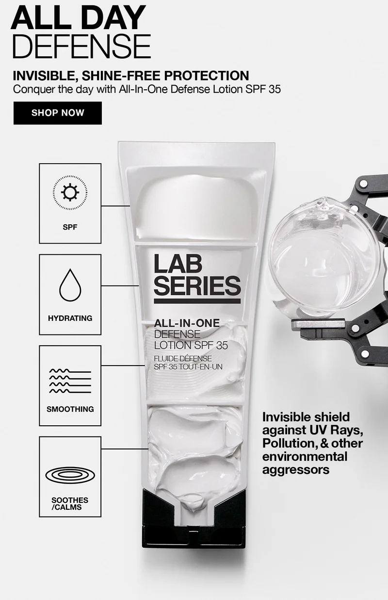 All DAY DEFENSE | INVISIBLE, SHINE-FREE PROTECTION | Conquer the day with All-In-One Defense Lotion SPF 35 | SHOP NOW | SPF | HYDRATING | SMOOTHING | SOOTHES/CALMS | Invisible shield against UV Rays, Pollution, & other environmental aggressors