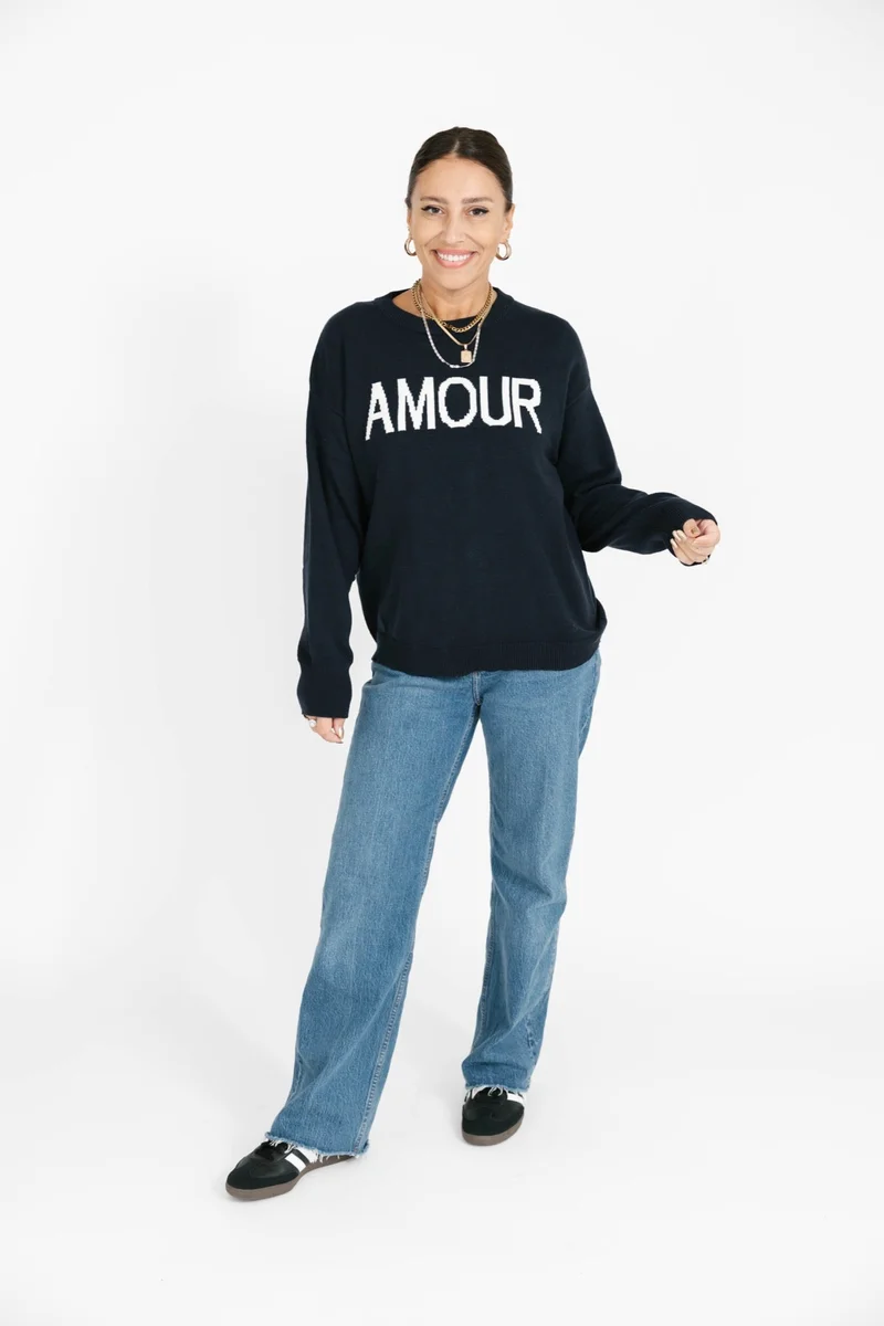 Image of Amour Sweater in Navy/Ivory