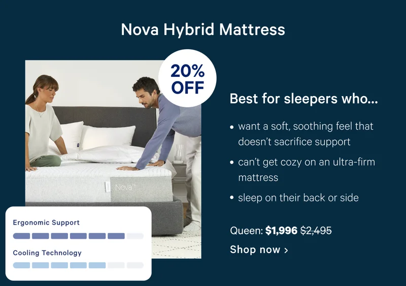 [20% OFF] >> Nova Hybrid Mattress >> want a soft, soothing feel that doesn't sacrifice support >> Shop now >>