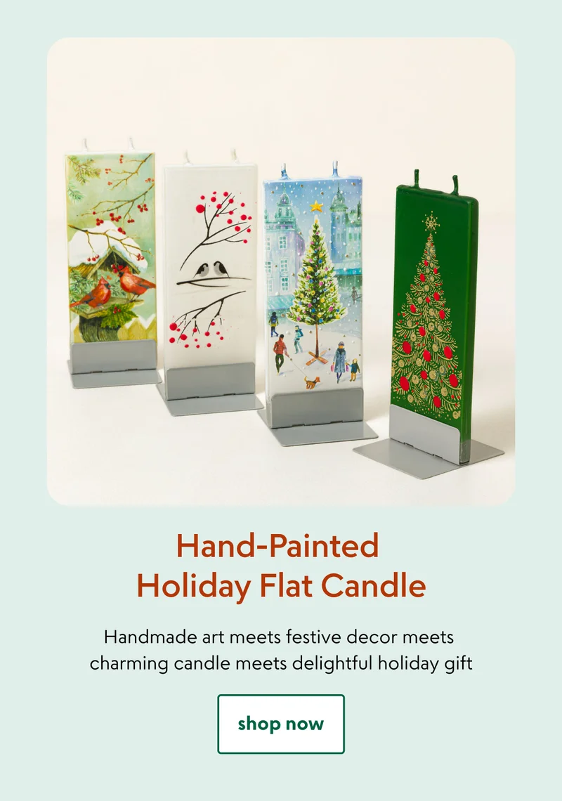 Hand-Painted Holiday Flat Candle