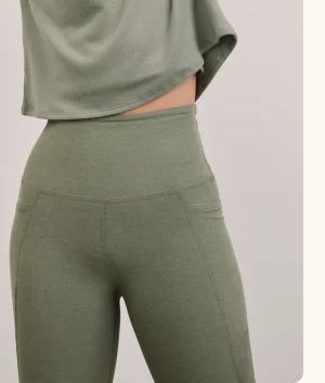 Spacedye Out Of Pocket High Waisted Midi Legging in Grey Sage Heather