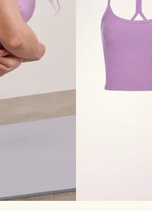Spacedye Slim Racerback Cropped Tank in Lilac Petal Heather