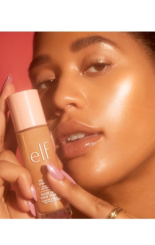 Model wearing Halo Glow Liquid Filter on its own