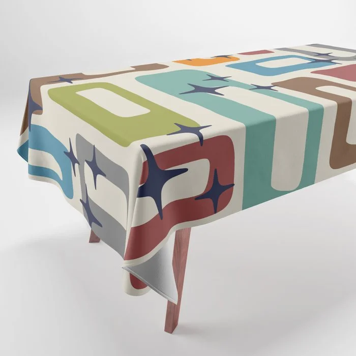Retro Mid Century Modern Abstract Pattern 224 MCM Atomic Googie Tablecloth Tablecloth