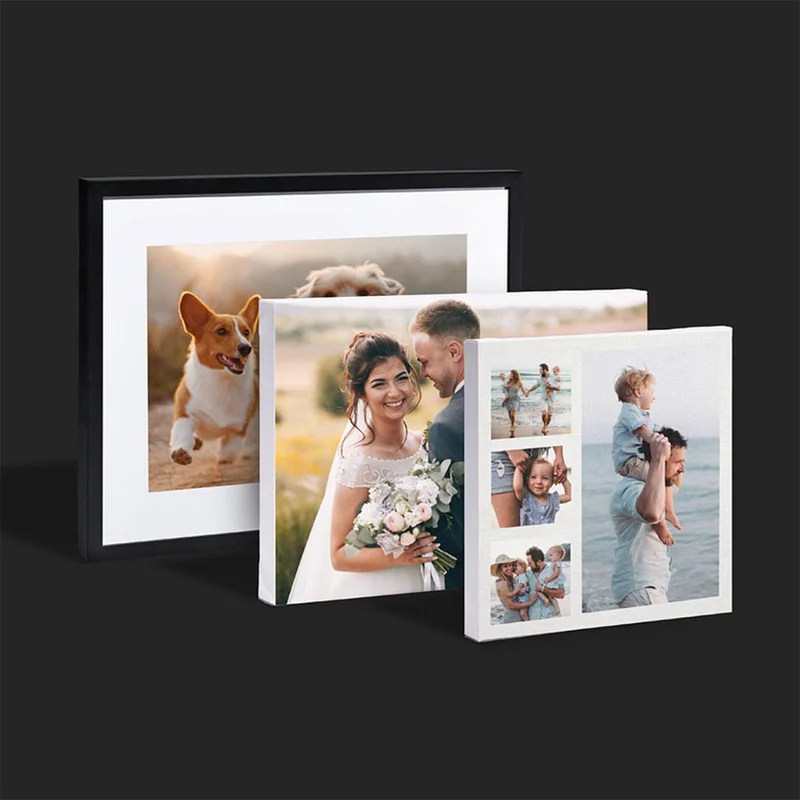 Framed print, canvas print, collage print.