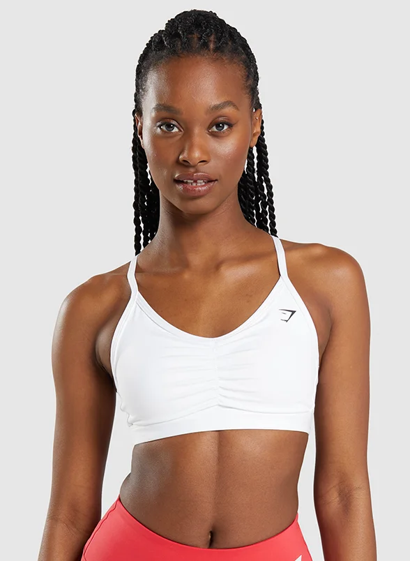 RUCHED SPORTS BRA - White