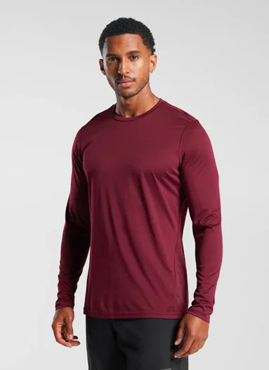 SPORT LONG SLEEVE T-SHIRT - Plum Pink/Black Marl
