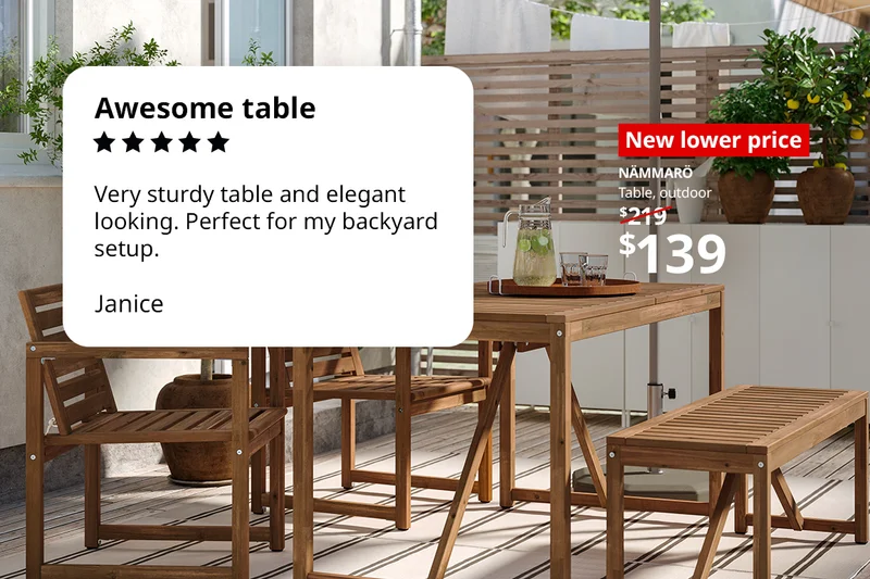 Table with IKEA customer review