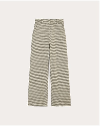 [Image]The Wide-Leg Pant in Stretch Linen | Deep Taupe Mini Gingham