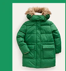 Longline Padded Coat - Deep Green