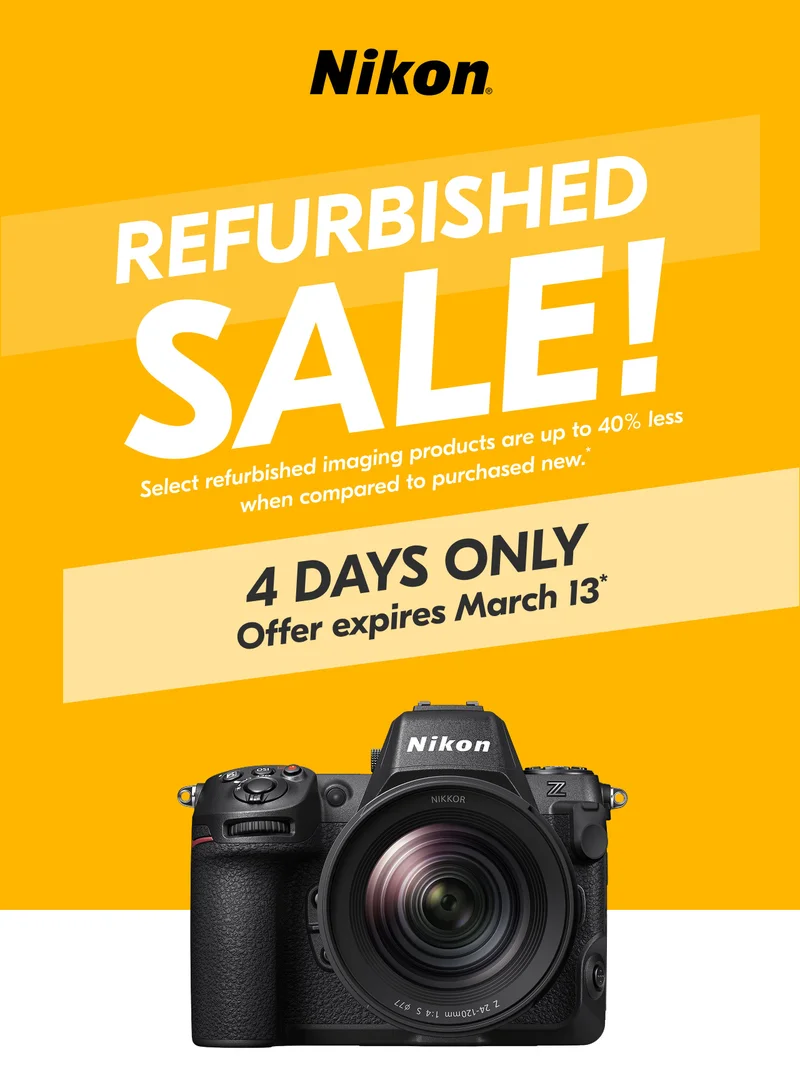Nikon Refurbished Sale! | Select refurbished imaging products are up to 40% less when compared to purchased new.*