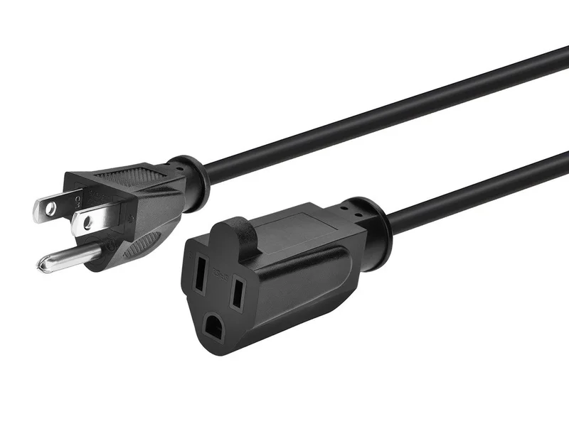 Monoprice Extension Cord - NEMA 5-15P to NEMA 5-15R, 16AWG, 13A/1625W, 3-Prong, Black, 10ft