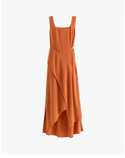 Silk Cut Out Dress Saffron