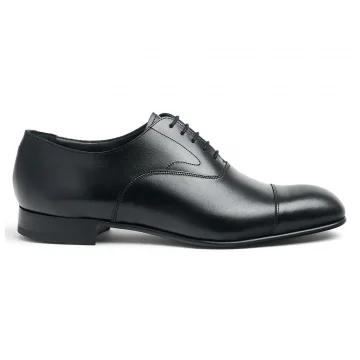 Stratton Capped Oxford in Black Calf Leather