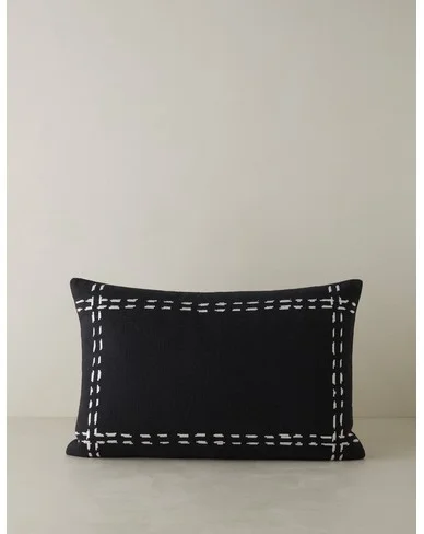 Accord Embroidered Pillow by Élan Byrd-Black/Lumbar
