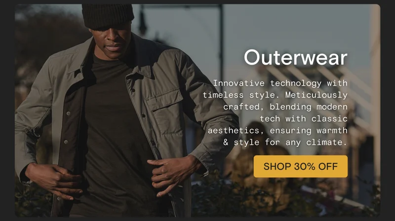 Outerwear: Innovative technology with timeless style. Meticulously crafted, blending modern tech with classic aesthetics, ensuring warmth & style for any climate.