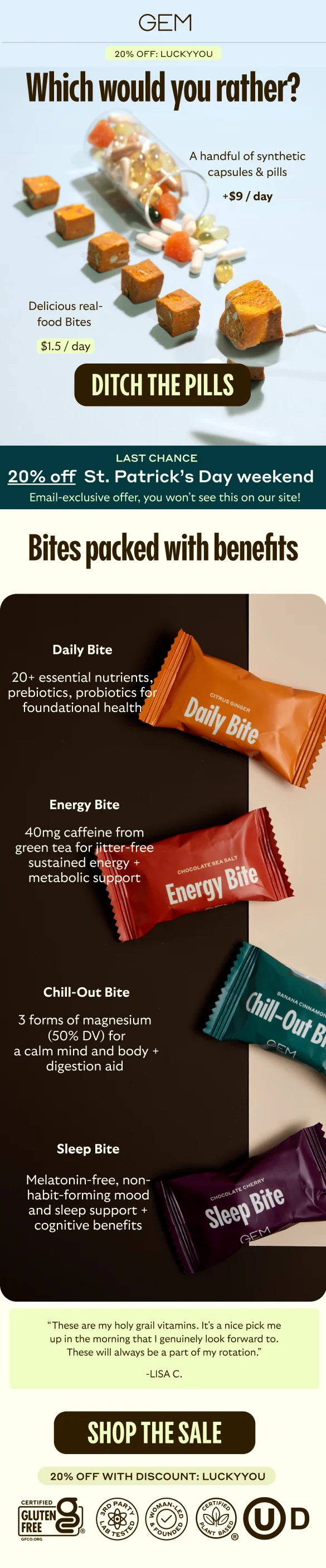 Real food wins vs. pills, save money and invest in a delicious experience