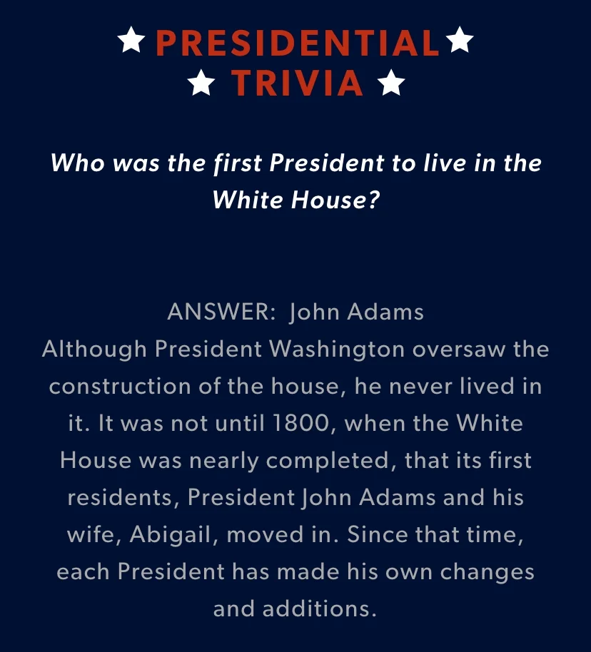 BONUS PRESIDENTIAL TRIVIA BONUS PRESIDENTIAL TRIVIA