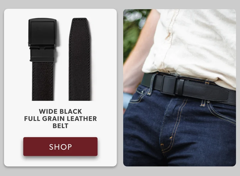 Shop Wide Black Full Grain Leather Belt