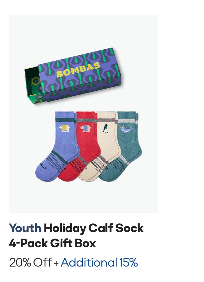 Youth Holiday Calf Sock 4-Pack Gift Box