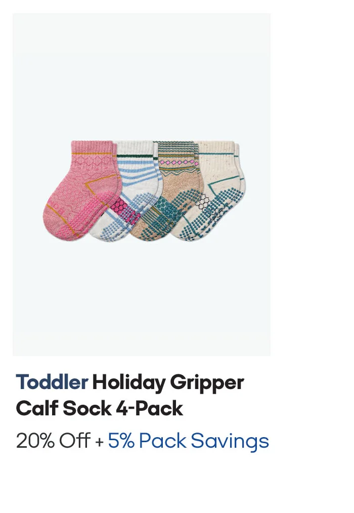 Toddler Holiday Gripper Calf Sock 4-Pack