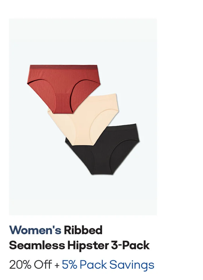Women's Ribbed Seamless Hipster 3-Pack