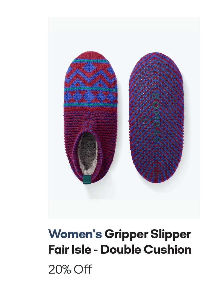 Women's Gripper Slipper Fair Isle Double Cushion