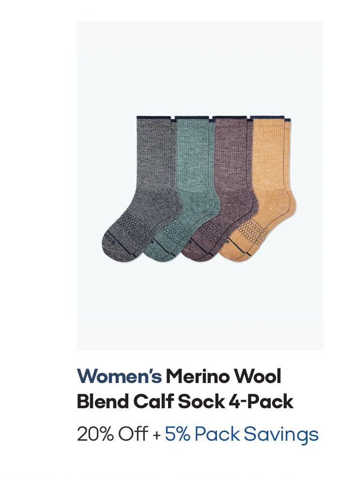 Women's Merino Wool Blend Calf Sock 4-Pack