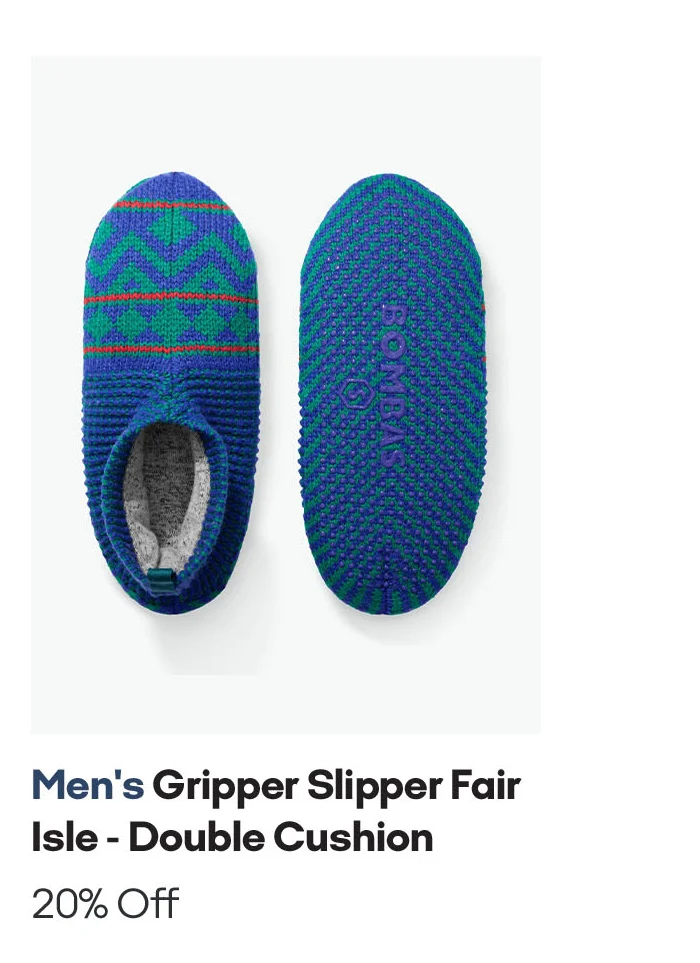 Men's Gripper SLipper Fair Isle Double Cushion