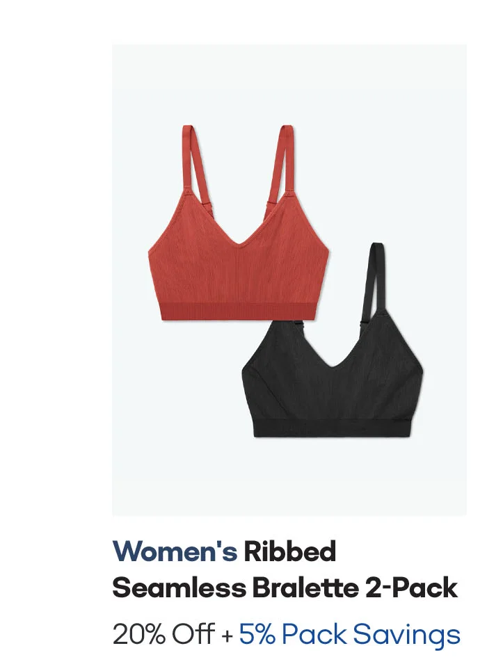 Women's Ribbed Seamless Bralette 2-Pack