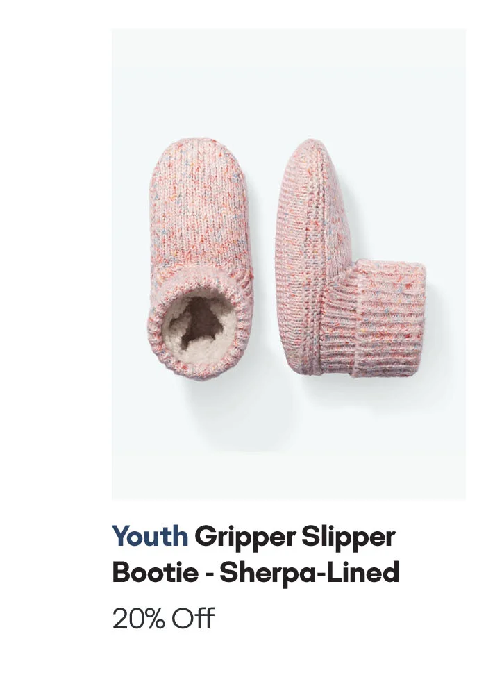 Youth Gripper SLipper Bootie - Sherpa Lined