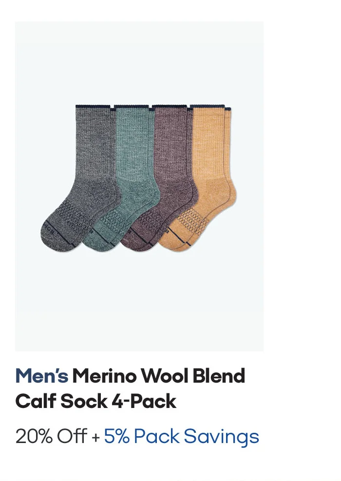 Men's Merino Wool Blend Calf Sock 4-Pack