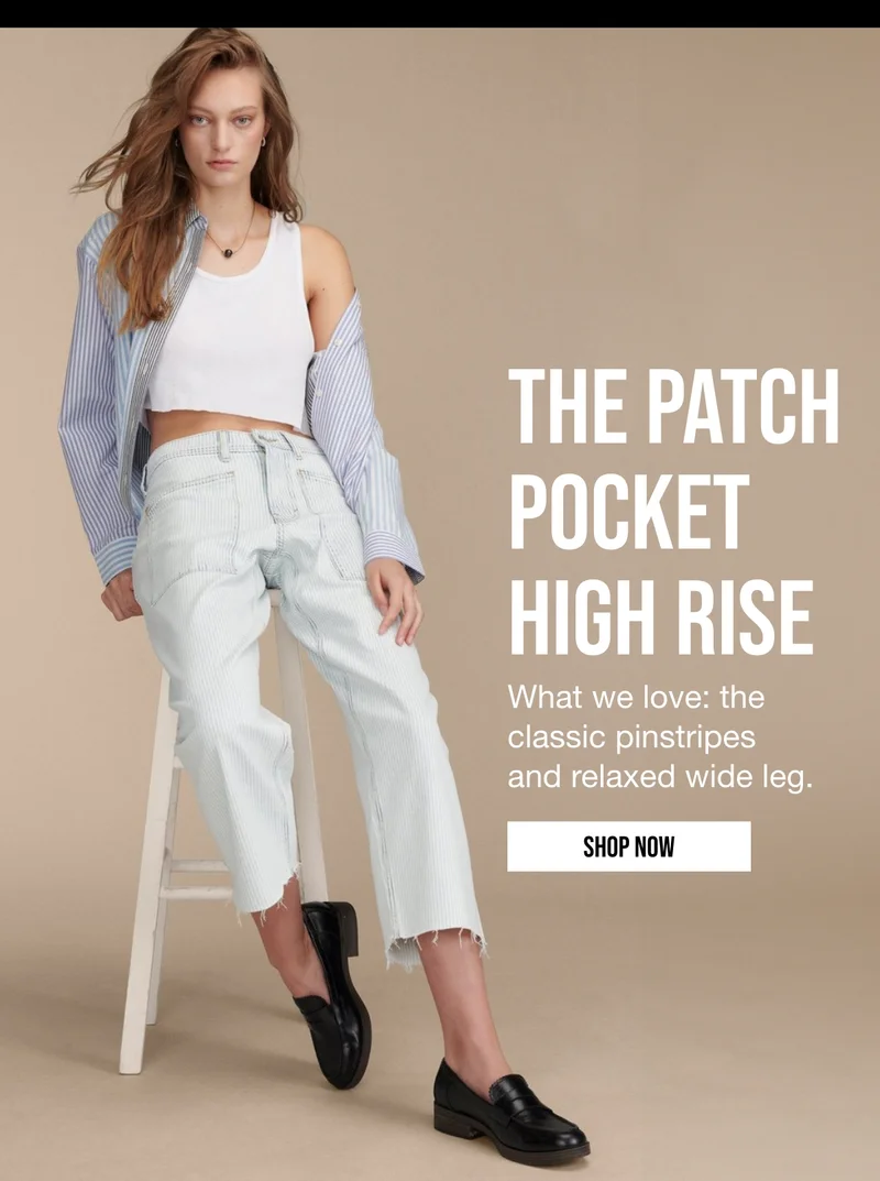 THE PATCH POCKET HIGH RISE | What we love: the classic pinstripes and relaxed wide leg. | SHOP NOW
