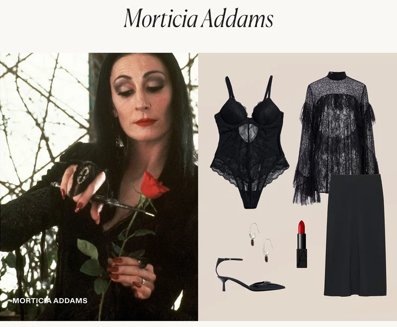 Morticia Addams: Lace Lift Up Teddy - Black
