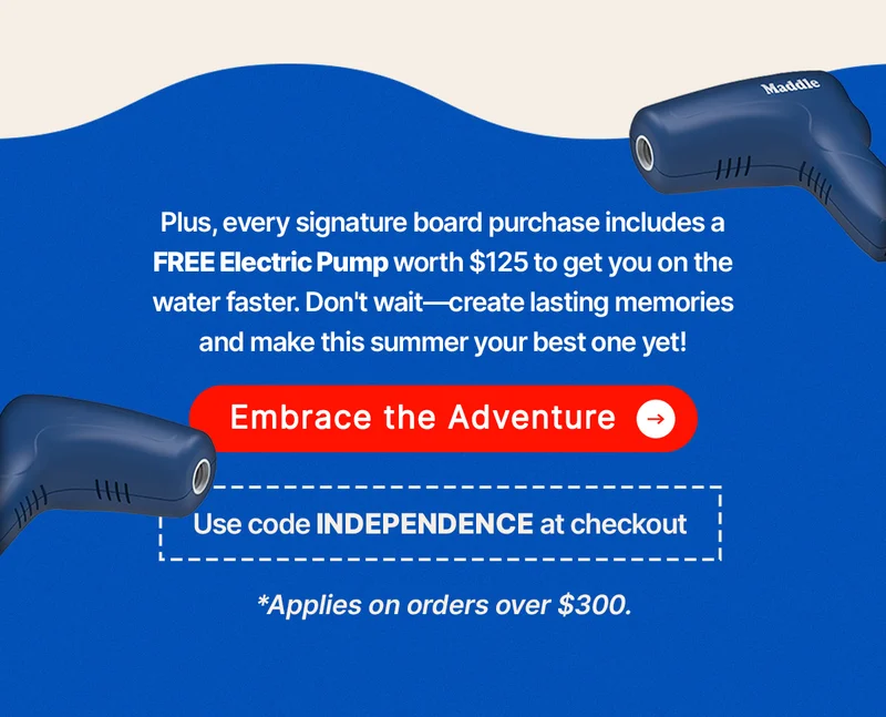 Plus, every signature board purchase includes a FREE Electric Pump worth $125 (US $100) to get you on the water faster. Don't wait—create lasting memories and make this summer your best one yet!