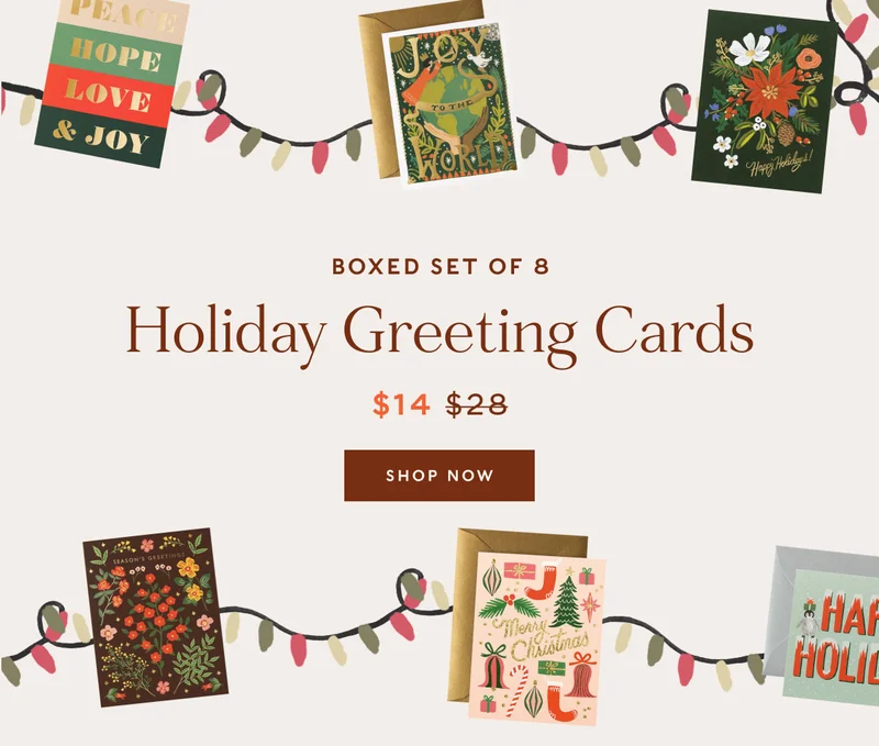 Boxed Set of 8 Holiday Greeting Cards $14 SHOP NOw