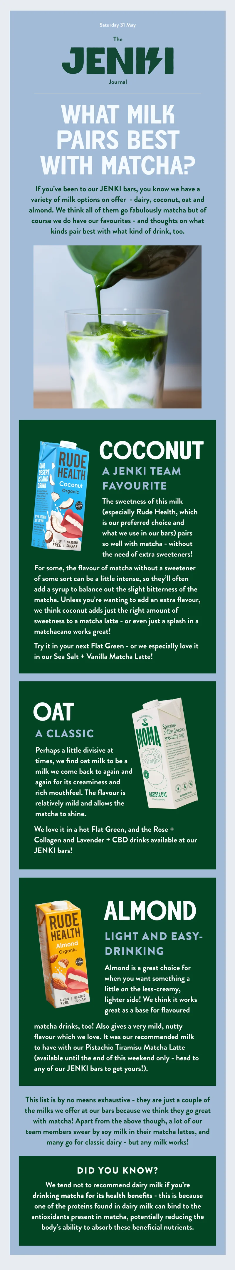Jenki and What Milks go Best with Matcha