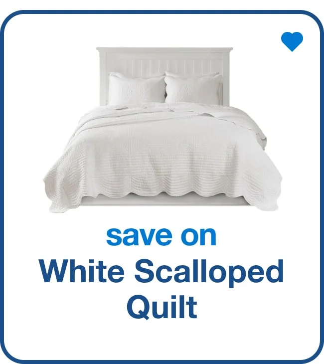 save on white scalloped quilt