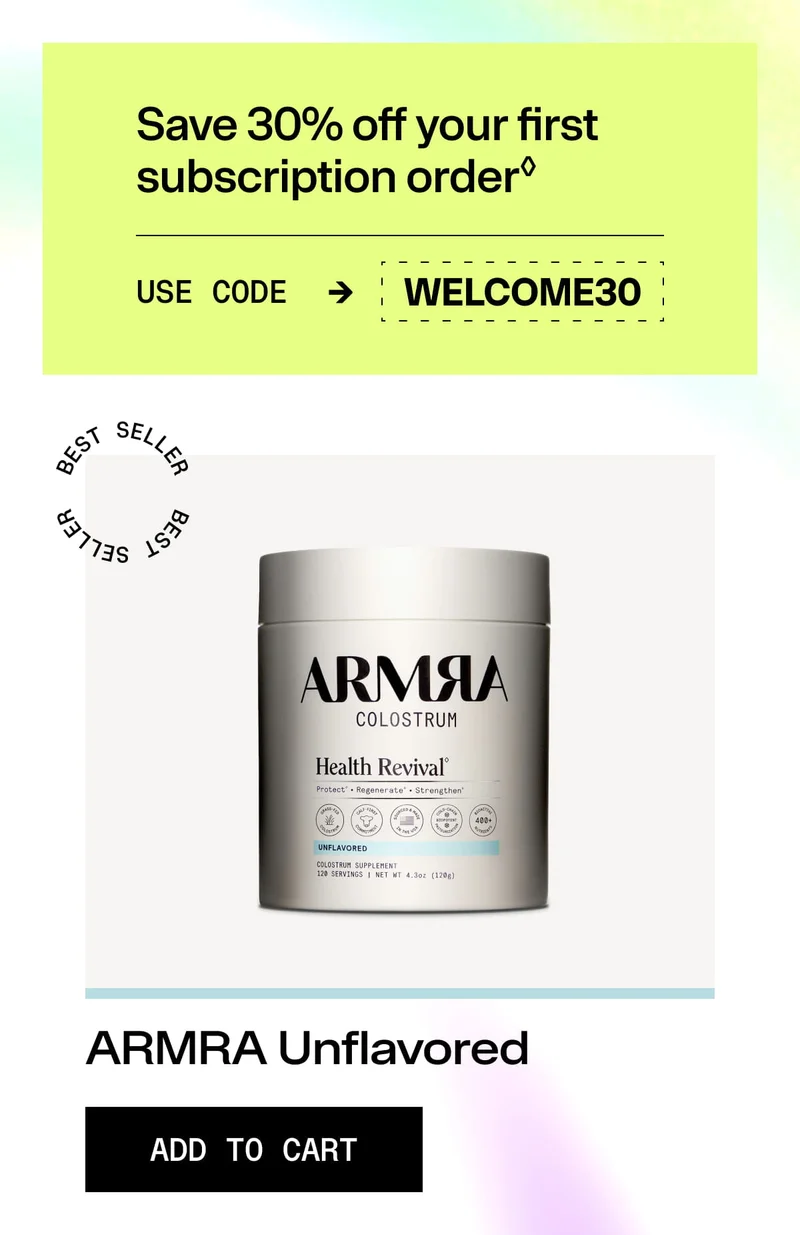 ARMRA Unflavored Health Revival container with ‘Add to cart’ button.