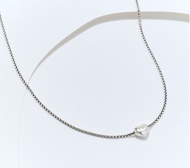 JAI Sterling Silver 1.6mm Box Chain Station Necklace, 7.9g