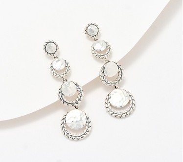 JAI Sterling Silver Hammered & Basketweave Drop Earrings