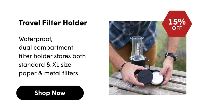 Travel Filter Holder Waterproof,  dual compartment  filter holder stores both standard & XL size  paper & metal filters.  [SHOP NOW]