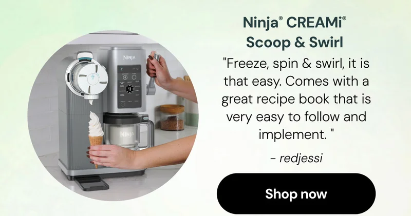 Ninjaยฎ CREAMiยฎ Scoop & Swirl "Super easy to use, freeze, spin & swirl, it is that easy. Comes with a great recipe book that is very easy to follow and implement. " - redjessi