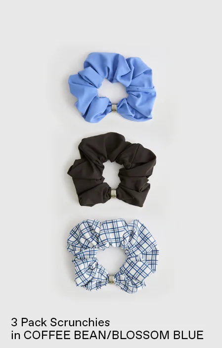 3 Pack Scrunchies - Coffee Bean/Blossom Blue