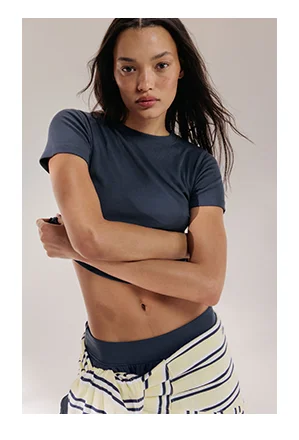 Soft Modal Rib Short Sleeve Top - Midnight Blue