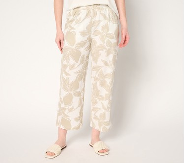 Belle Beach by Kim Gravel Petite Cabana Knit Hibiscus Cropped Pant