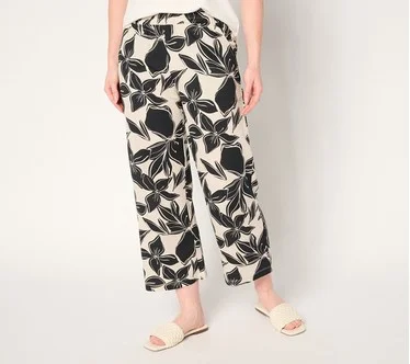 Belle Beach by Kim Gravel Regular Cabana Knit Hibiscus Cropped Pant
