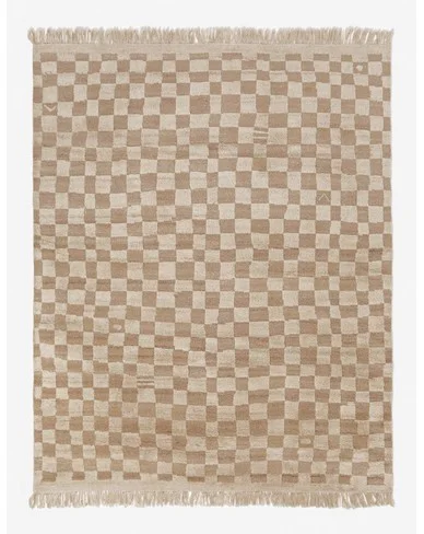 Irregular Checkerboard Hand-Knotted Wool Rug by Sarah Sherman Samuel-Natural / 2'6" x 8'